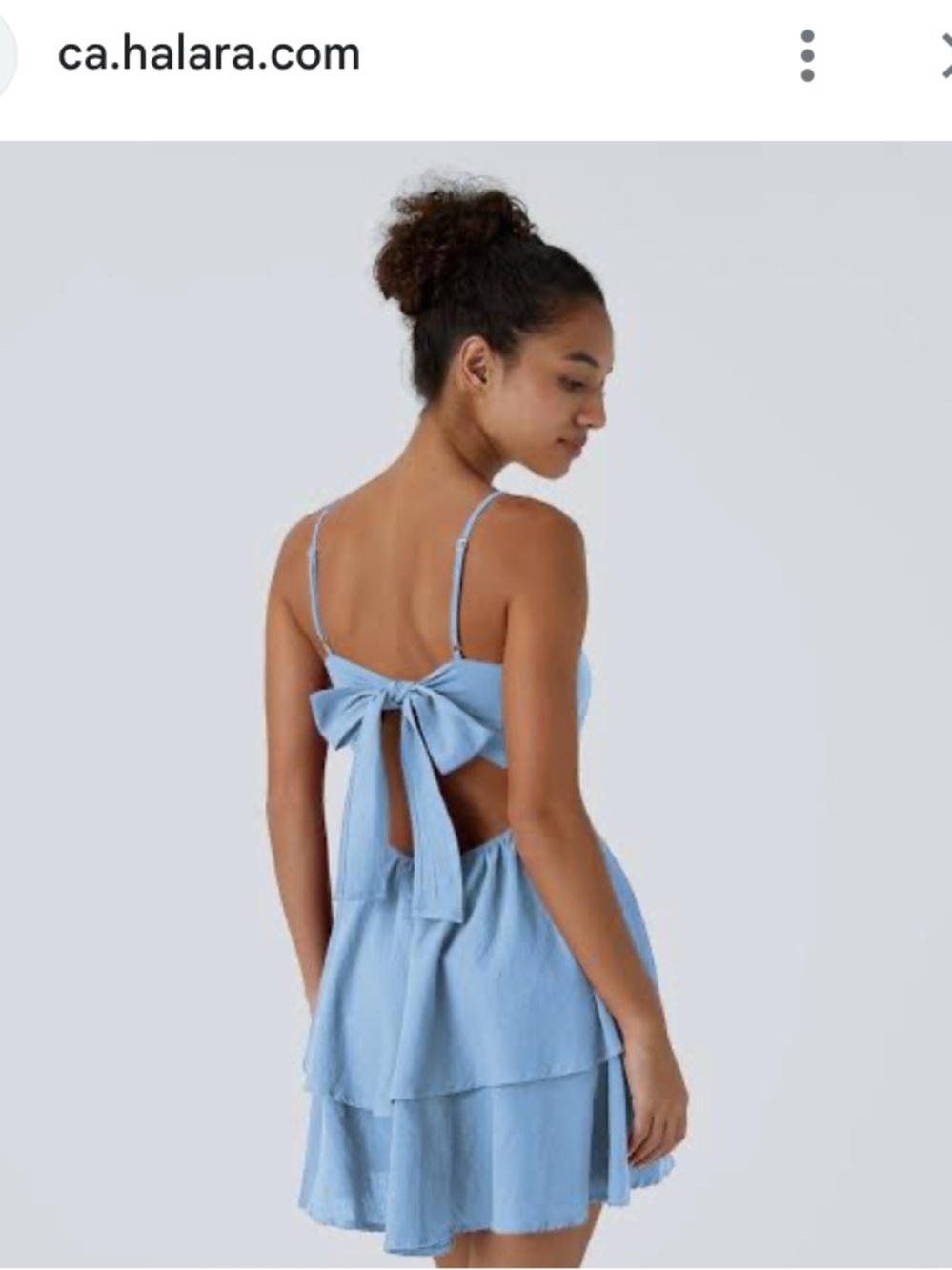 HALARA Light Blue Tiered Spaghetti-Strap 100% COTTON (open-back)